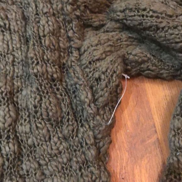 FREE PEOPLE Olive slub open knit slouchy oversized sweater XS - Picture 4 of 5